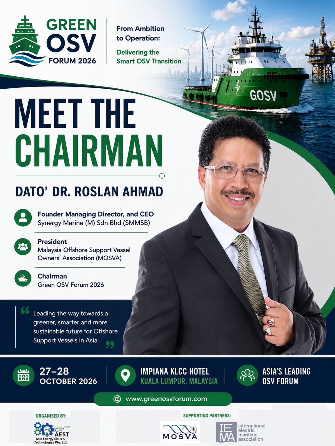 Dato' Dr. Roslan Ahmad, Chairman of Green OSV Forum 2026 — Meet the Chairman